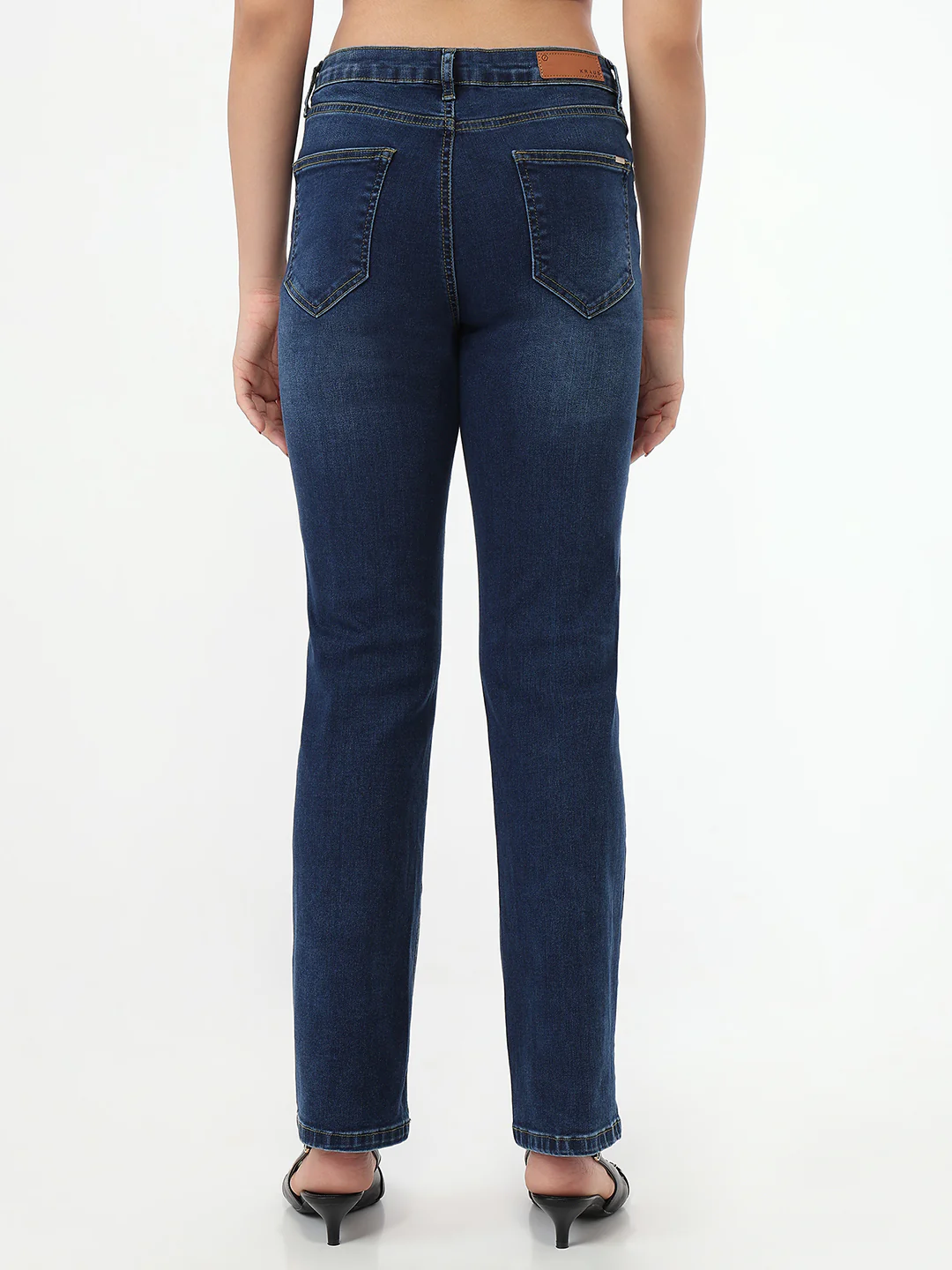 Women Dark Blue High-Rise Slim Straight Jeans - Image 7