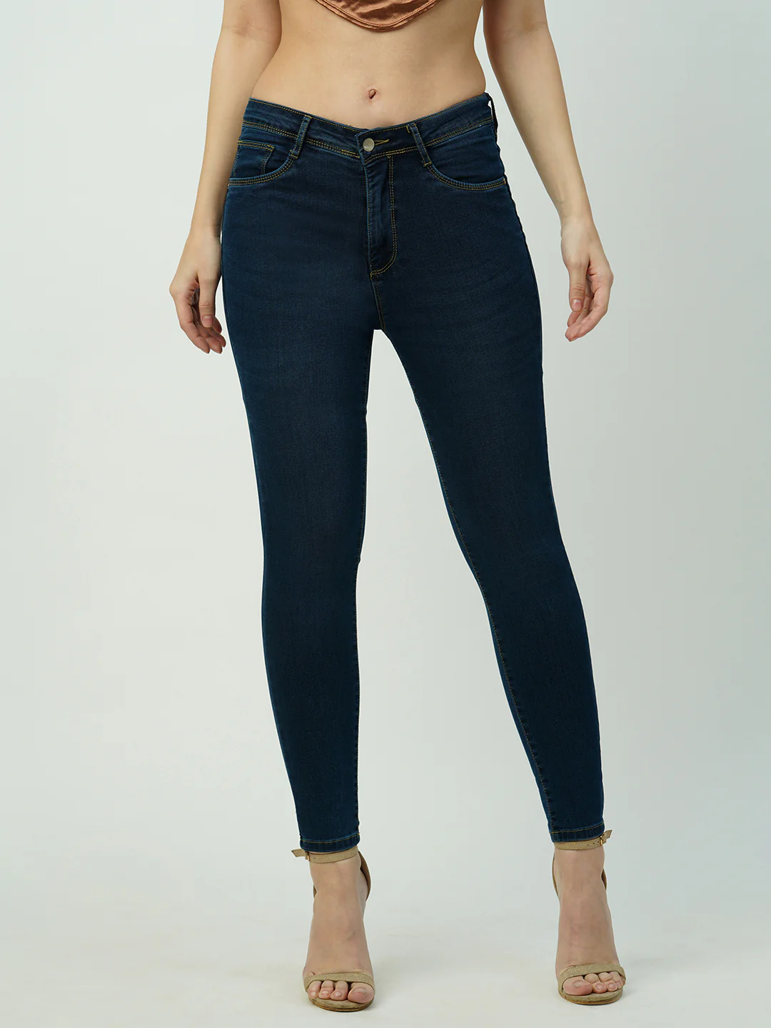 Women Dark Blue High-Rise Slimming Skinny Jeans - Image 2