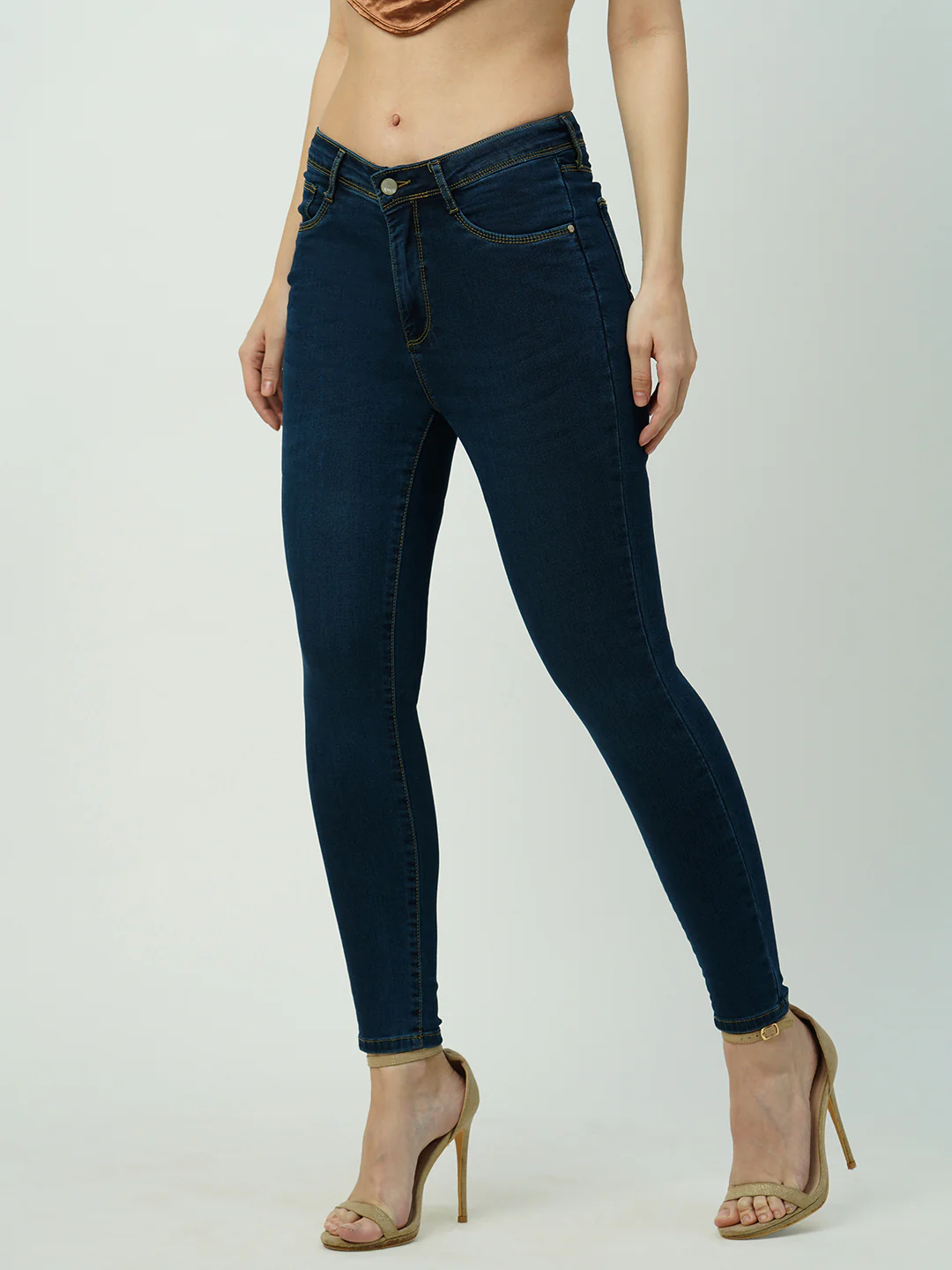 Women Dark Blue High-Rise Slimming Skinny Jeans - Image 6