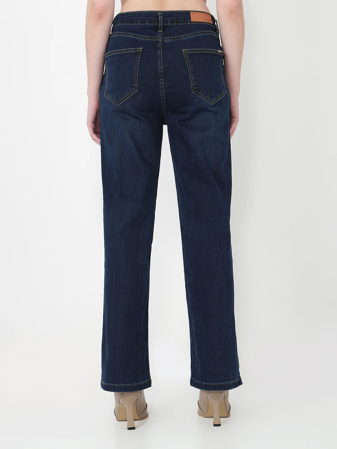 Women Dark Blue High-Rise Straight Fit Jeans - Image 3