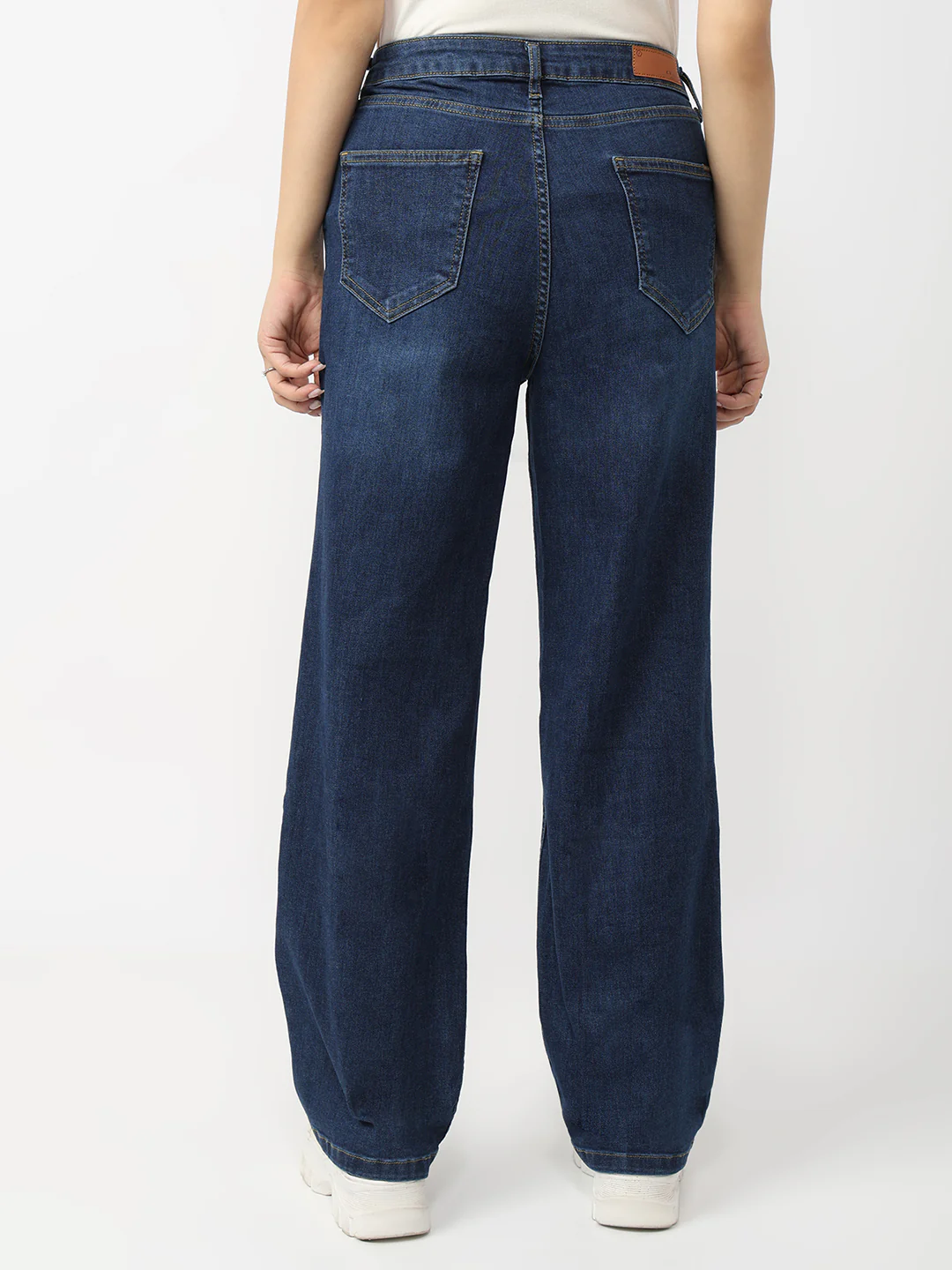 Women Dark Blue High-Rise Straight Fit Jeans - Image 3