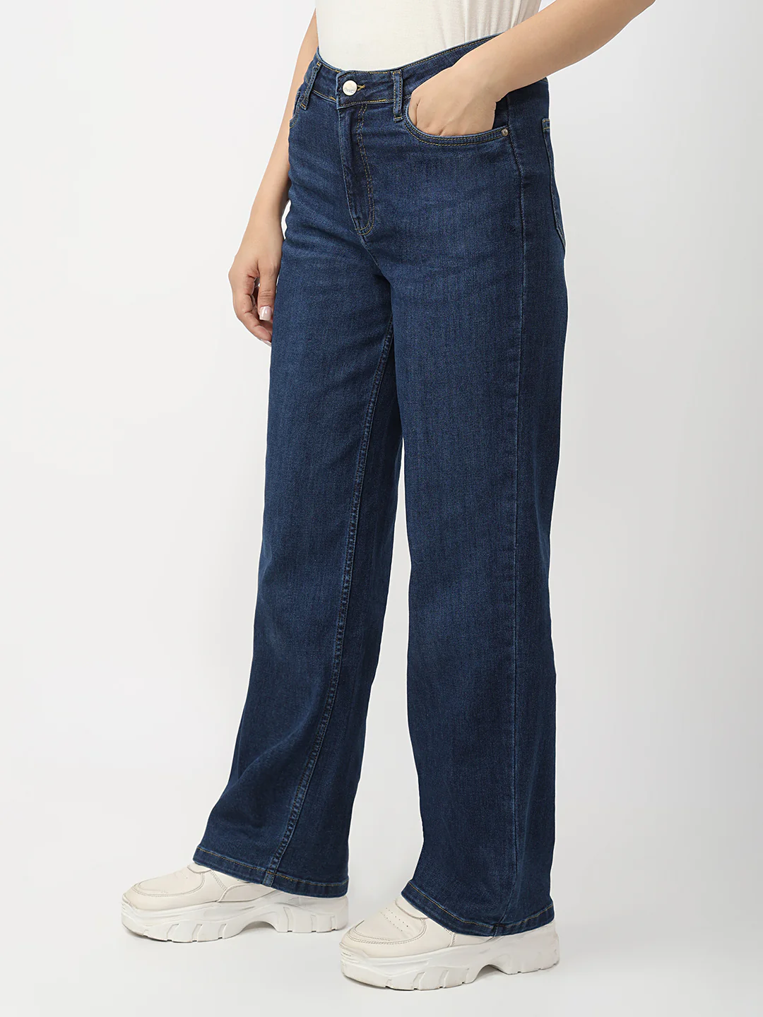 Women Dark Blue High-Rise Straight Fit Jeans - Image 7