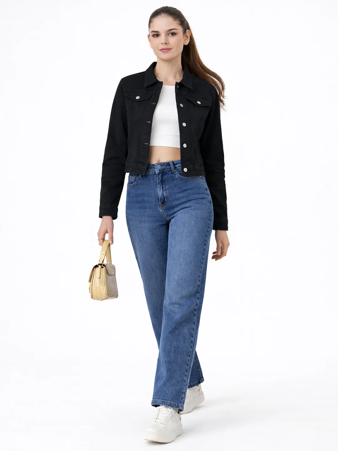 Women Dark Blue High-Rise Straight Fit Jeans