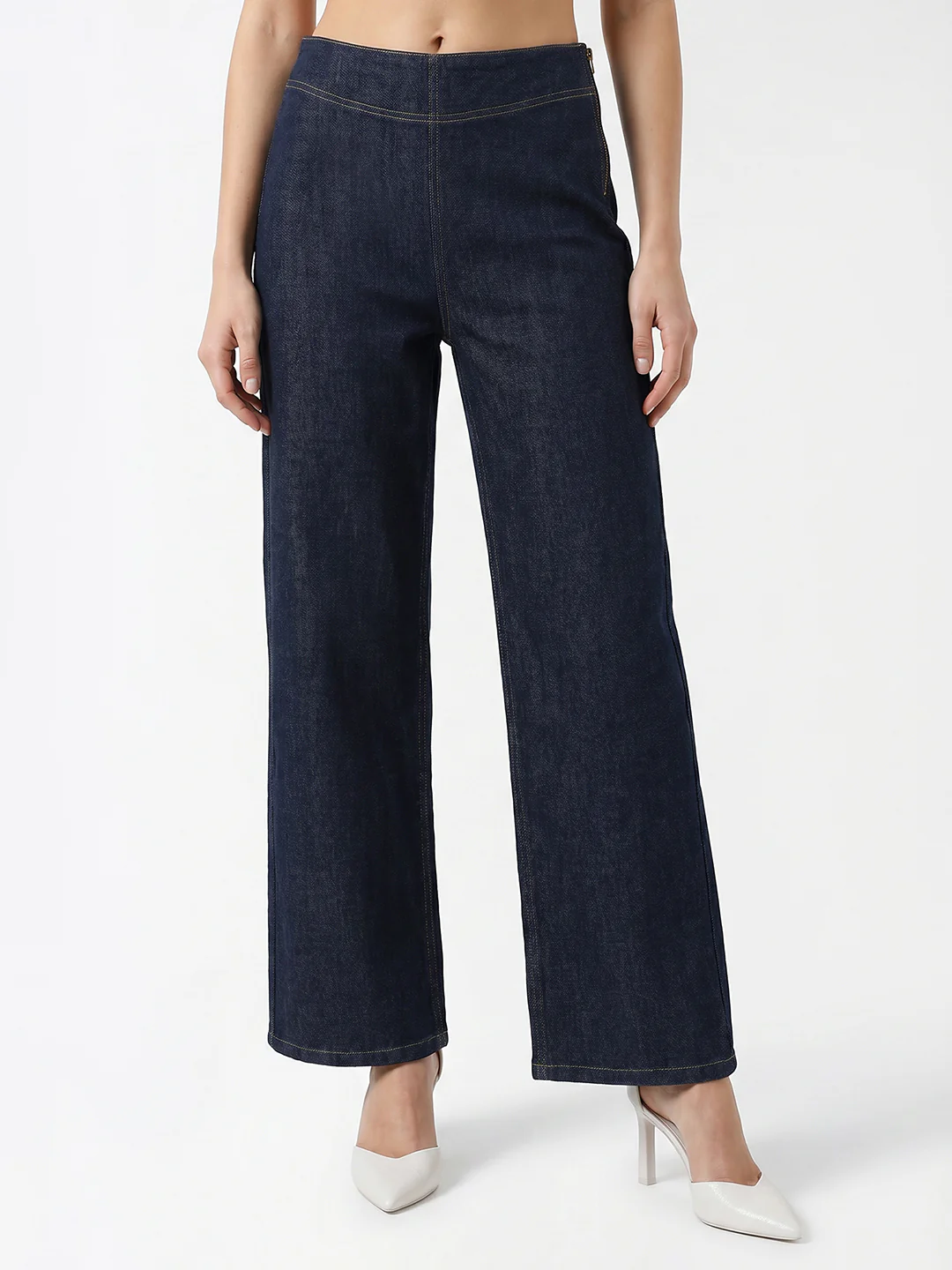 Women Dark Blue High-Rise Straight Fit Jeans - Image 2