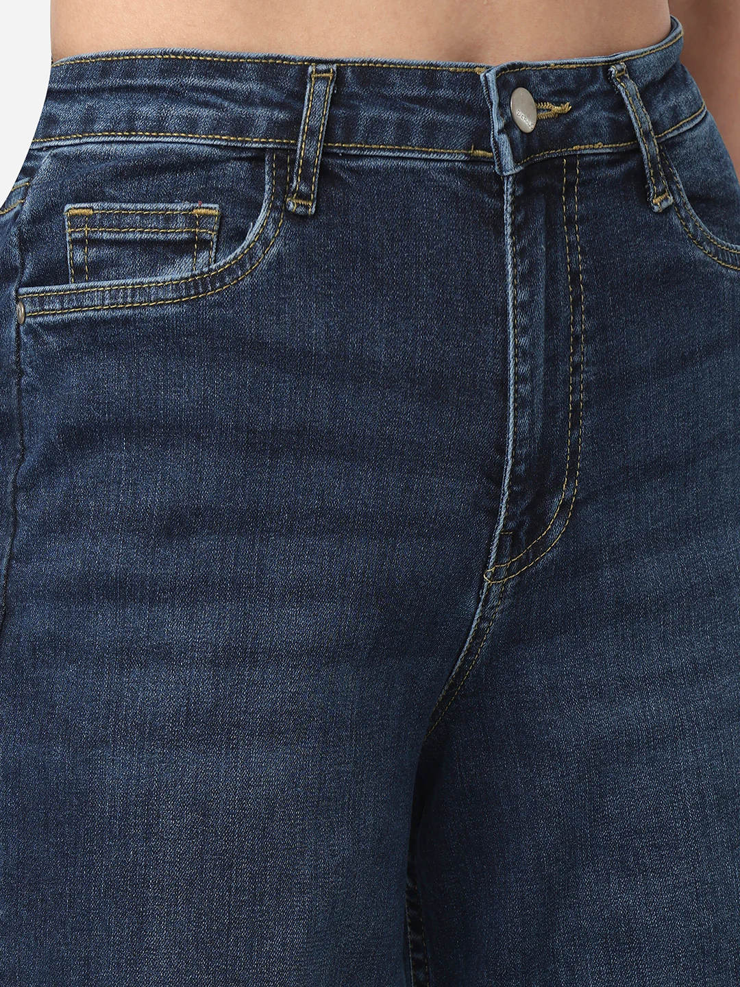 Women Dark Blue High-Rise Super Wide Leg Jeans - Image 5