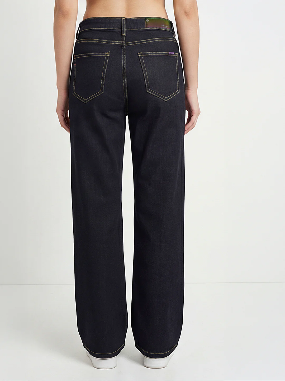 Women Dark Blue High-Rise Super Wide Leg Jeans - Image 5