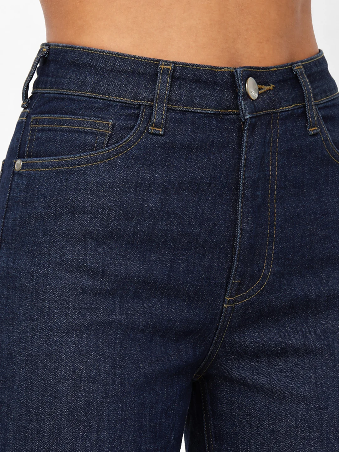 Women Dark Blue High-Rise Super Wide Leg Jeans - Image 5