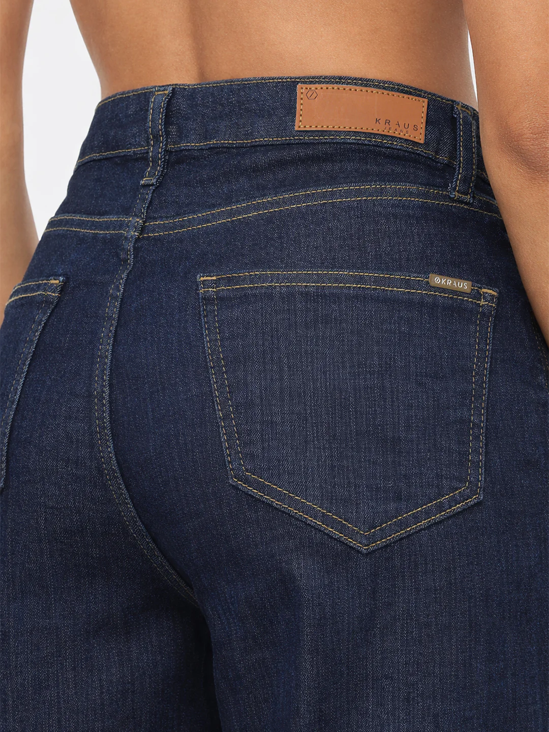 Women Dark Blue High-Rise Super Wide Leg Jeans - Image 6