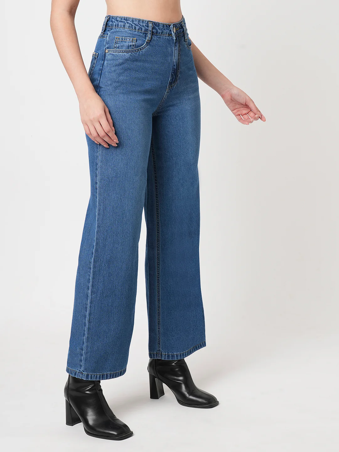 Women Dark Blue High-Rise Wide Leg Jeans - Image 6