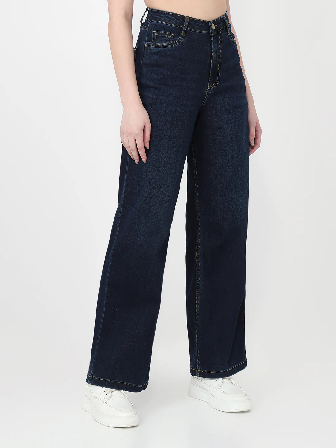 Women Dark Blue High-Rise Wide Leg Jeans - Image 6
