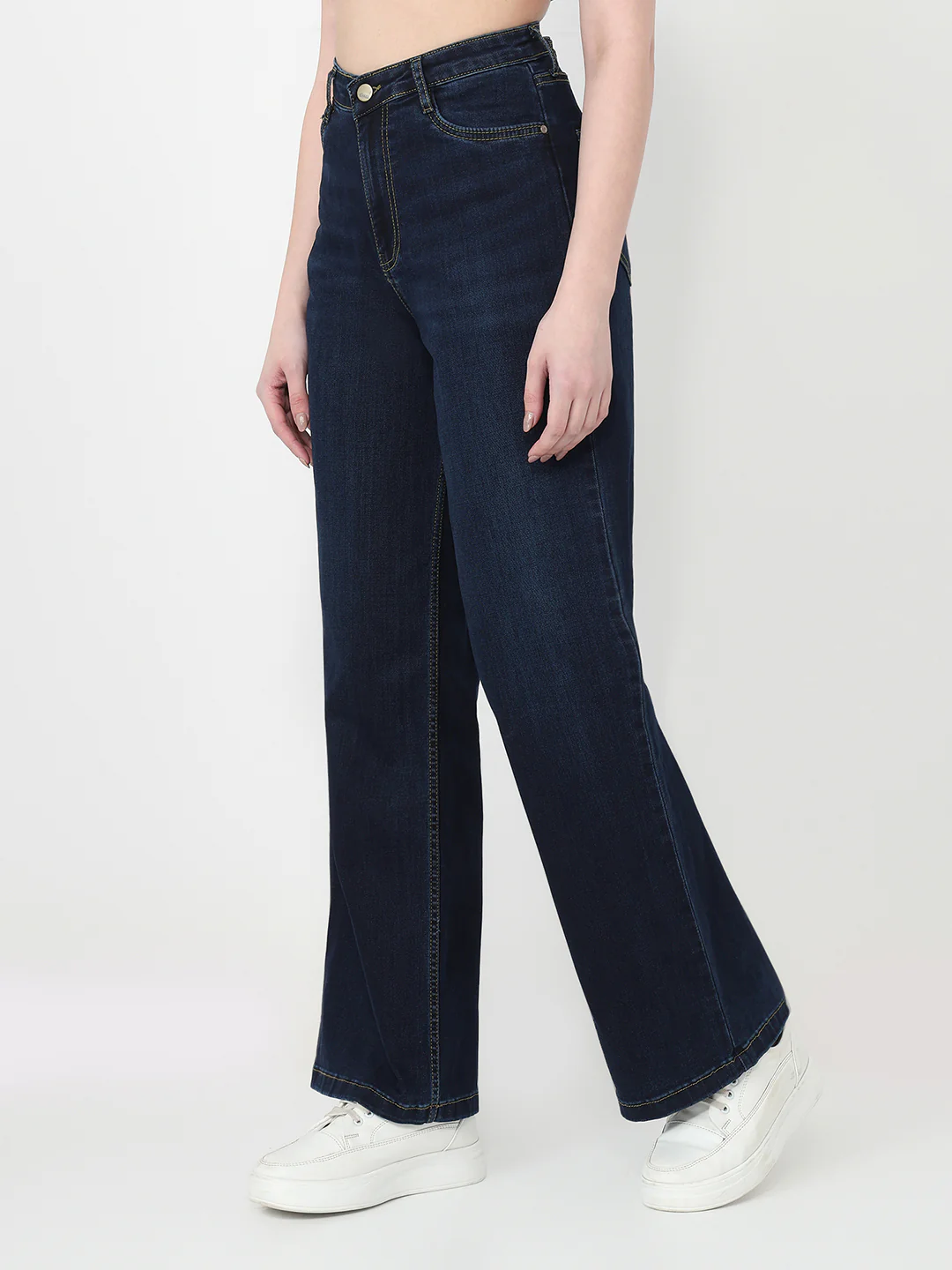 Women Dark Blue High-Rise Wide Leg Jeans - Image 8