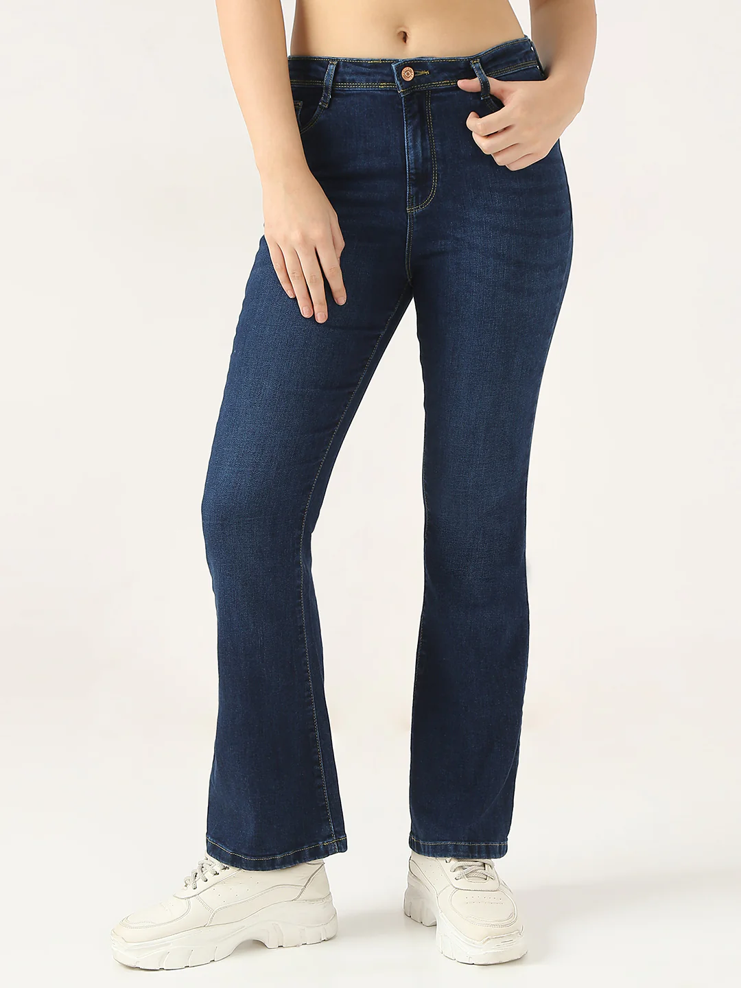 Women Dark Blue High-Rise Wide Leg Jeans - Image 2