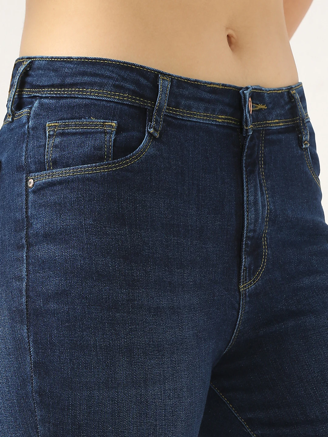 Women Dark Blue High-Rise Wide Leg Jeans - Image 4