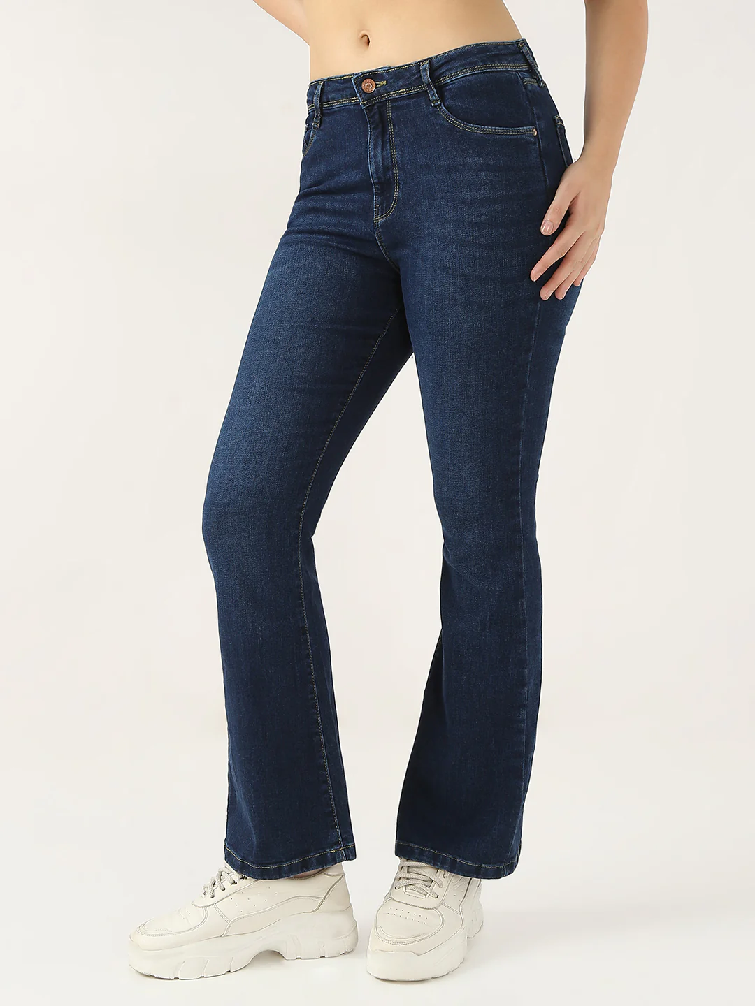 Women Dark Blue High-Rise Wide Leg Jeans - Image 7