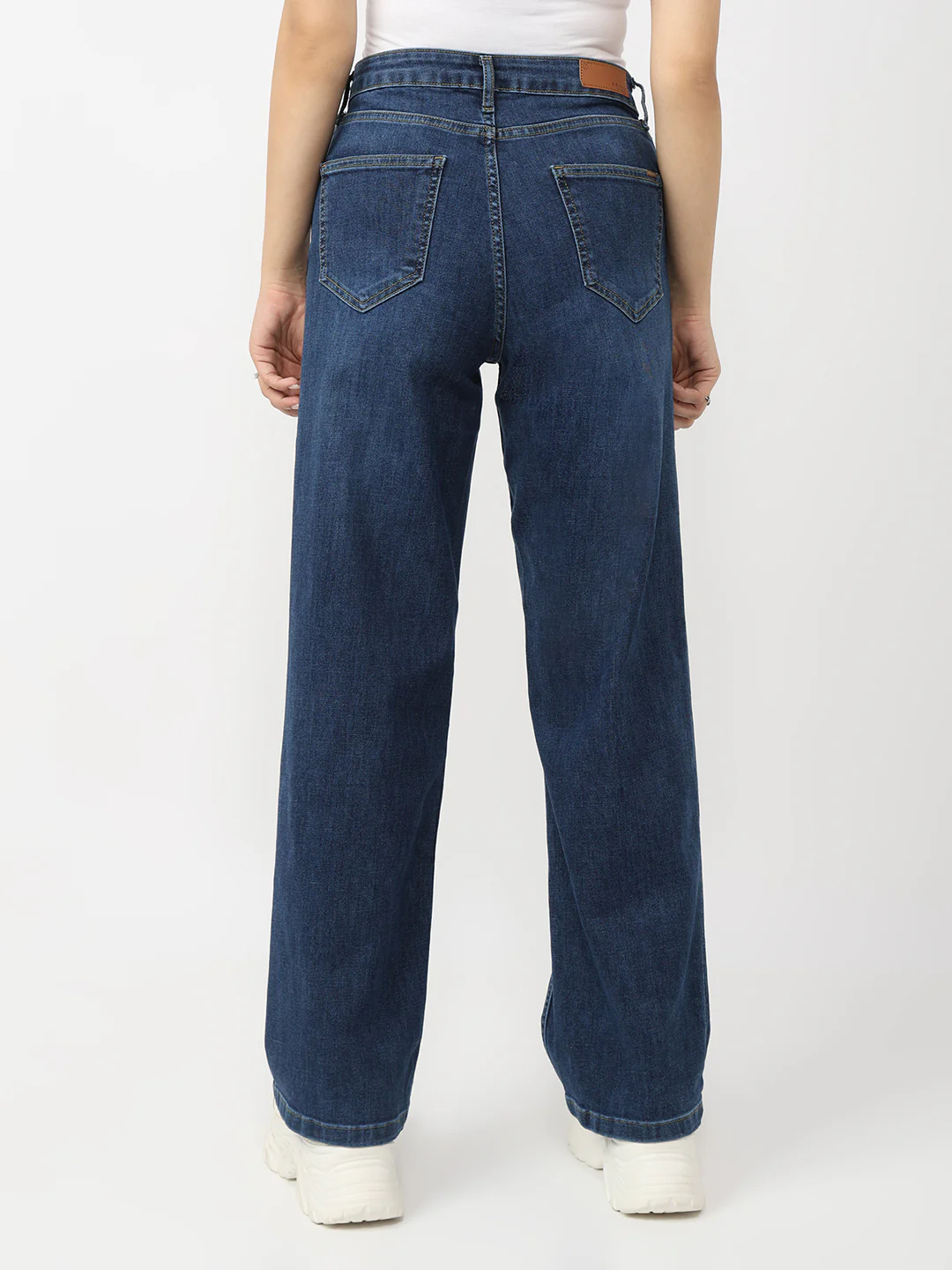 Women Dark Blue High-Rise Wide Leg Jeans - Image 3