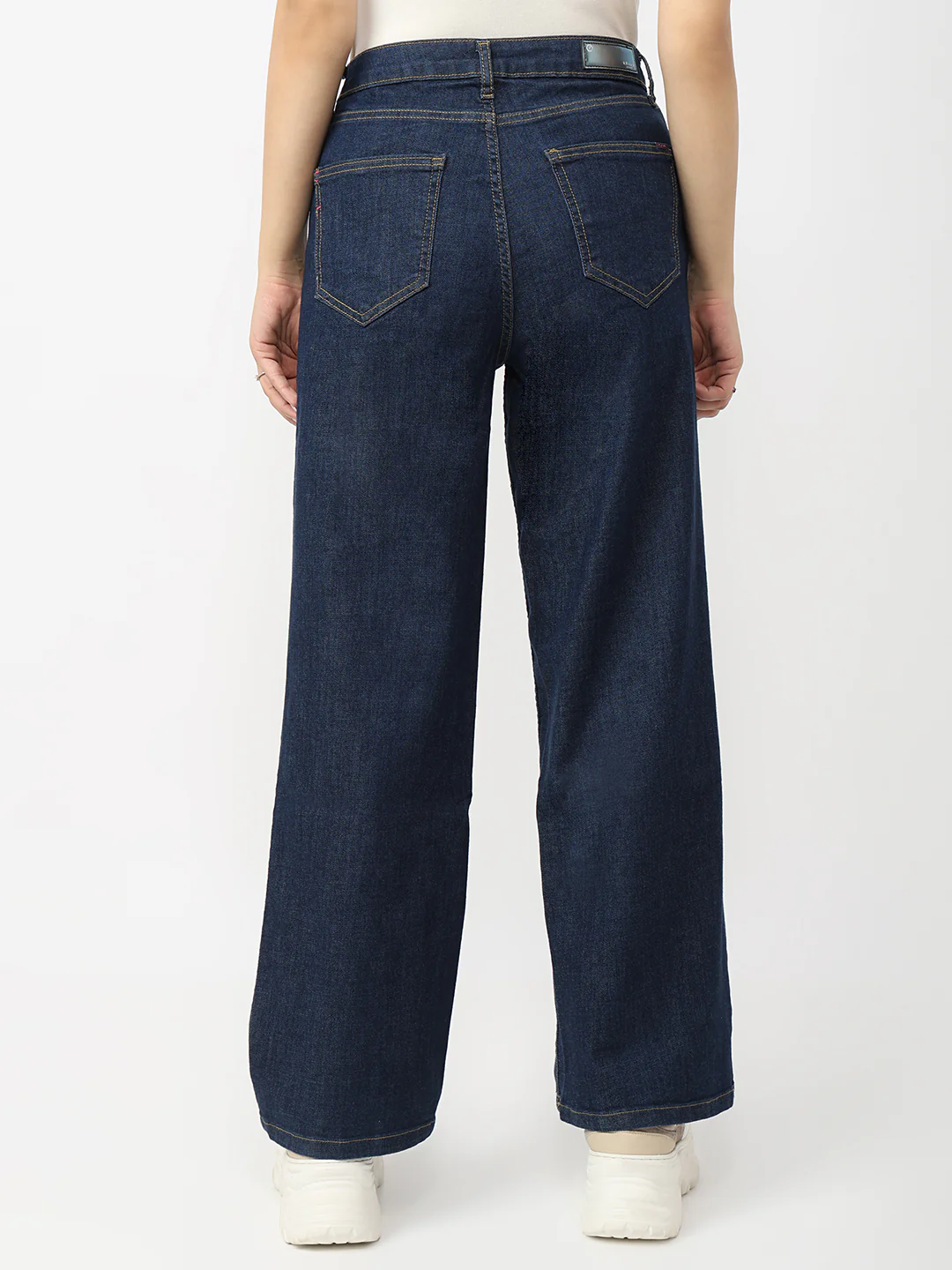 Women Dark Blue High-Rise Wide Leg Jeans - Image 3