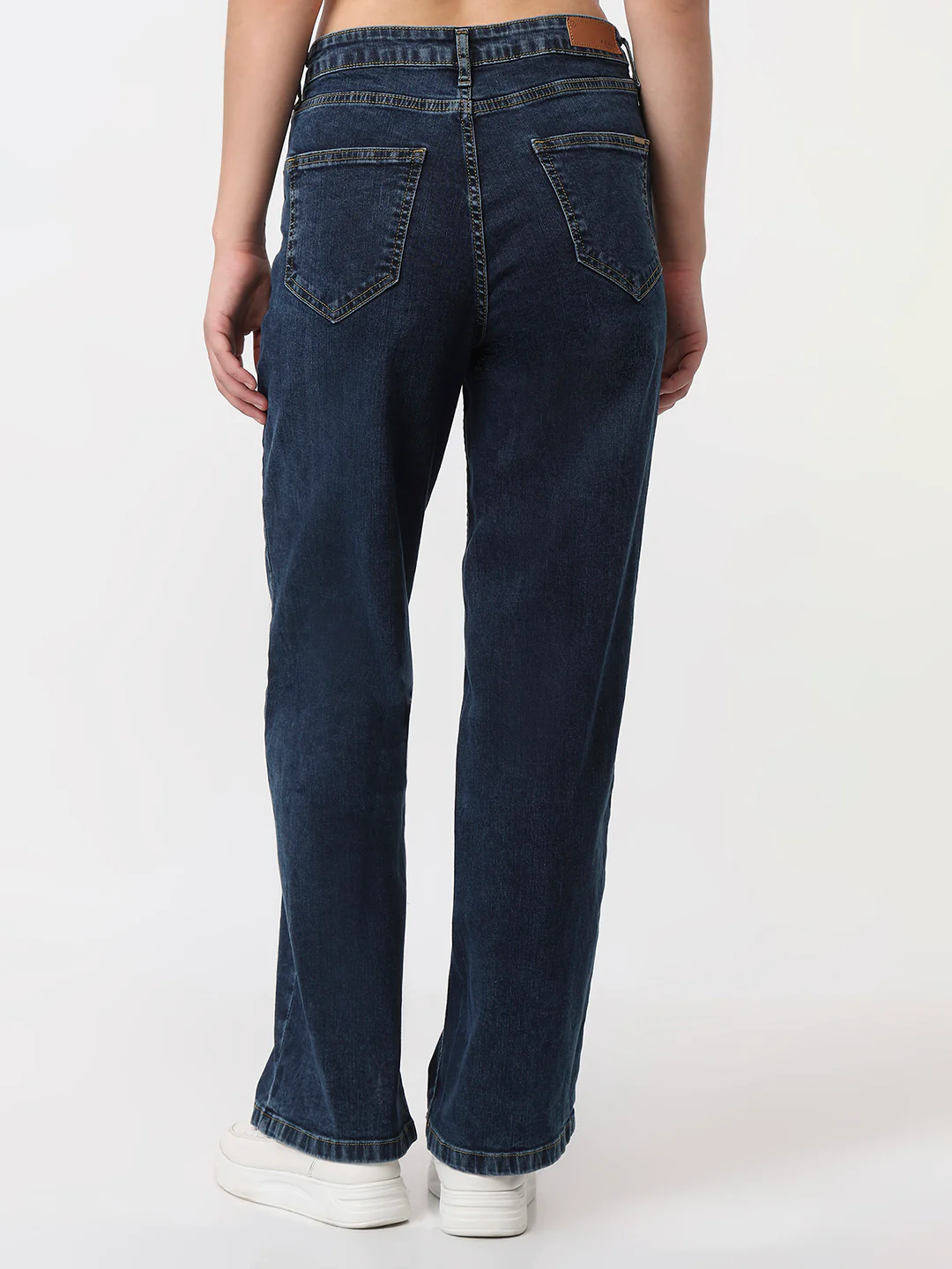 Women Dark Blue High-Rise Wide Leg Jeans - Image 3