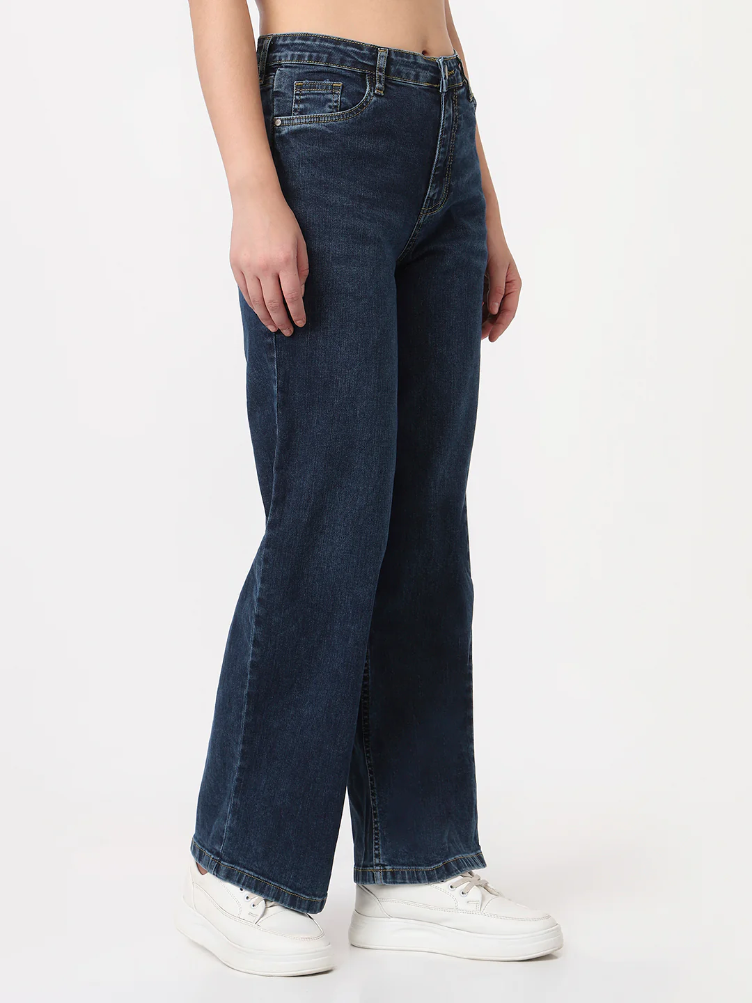 Women Dark Blue High-Rise Wide Leg Jeans - Image 6