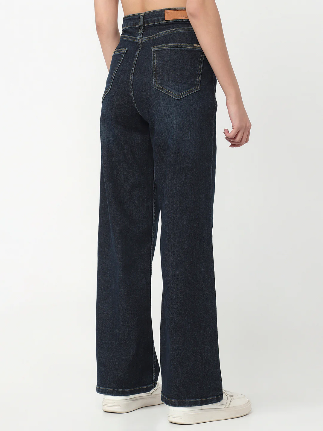 Women Dark Blue High-Rise Wide Leg Jeans - Image 3
