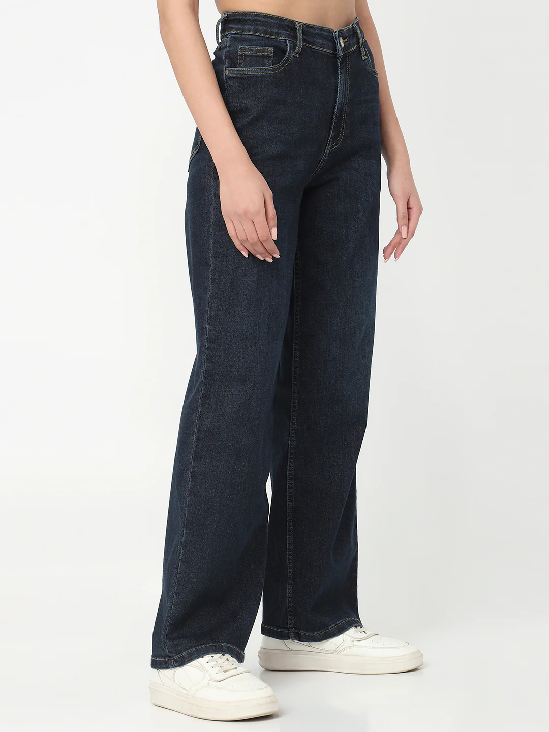 Women Dark Blue High-Rise Wide Leg Jeans - Image 6