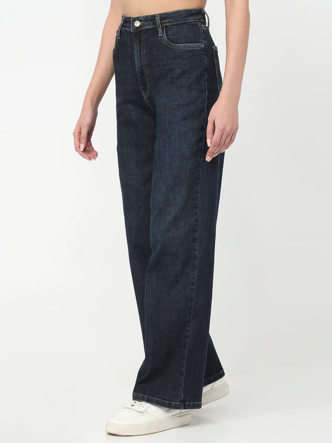 Women Dark Blue High-Rise Wide Leg Jeans - Image 8
