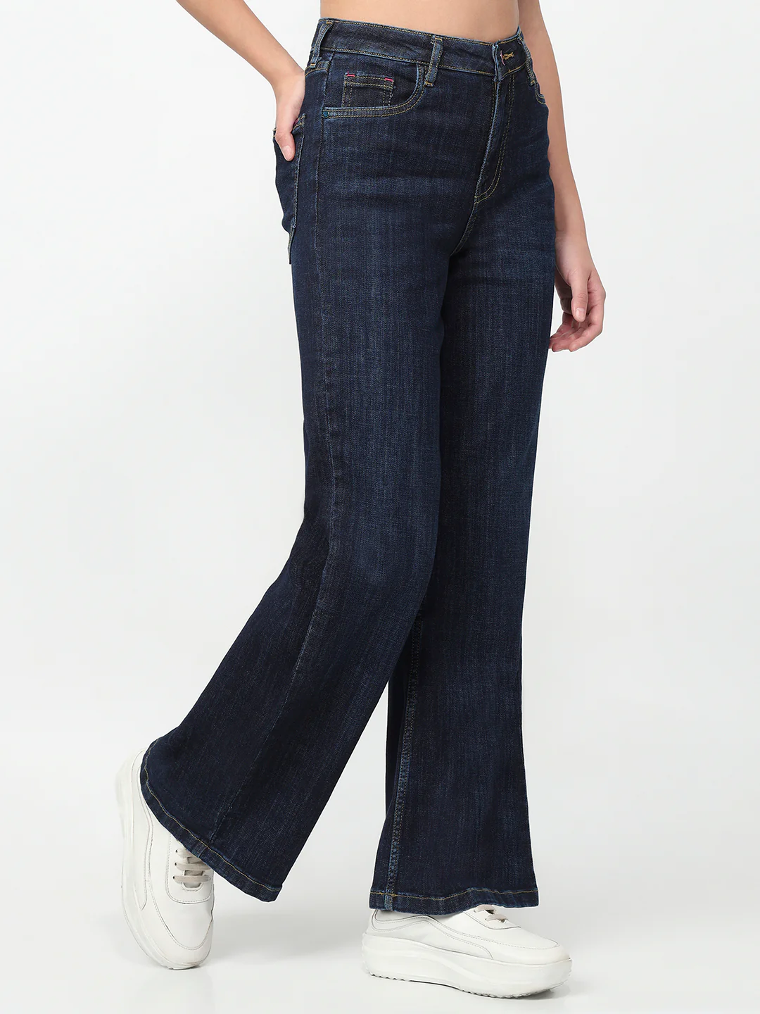 Women Dark Blue High-Rise Wide Leg Jeans - Image 6