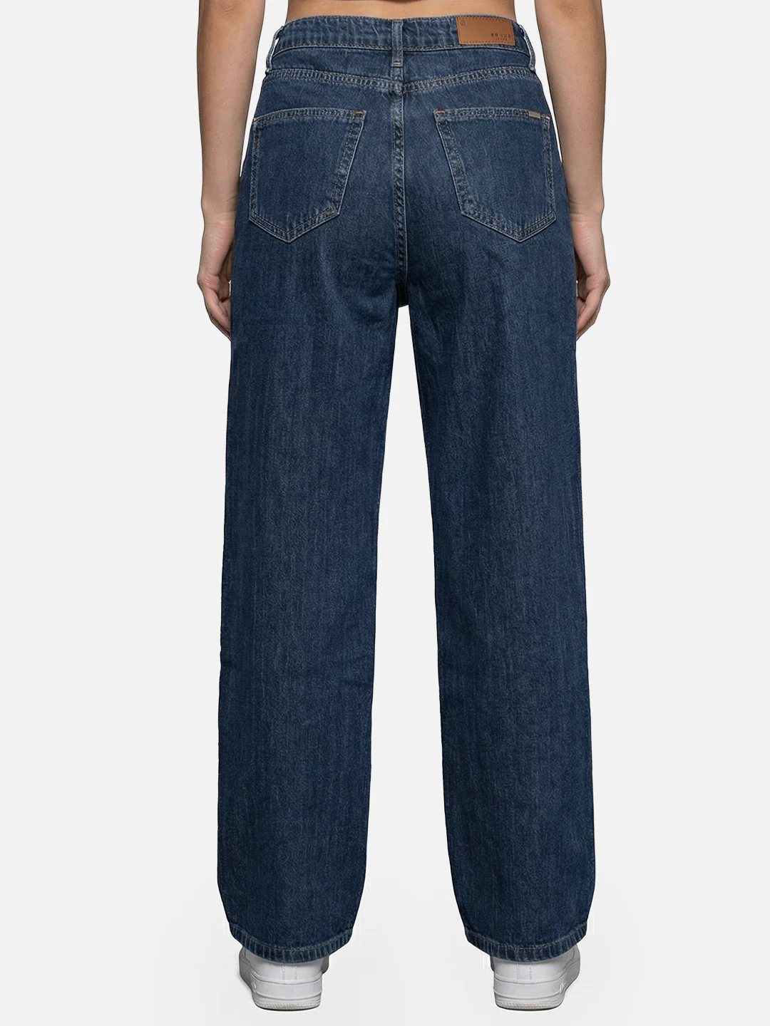 Women Dark Blue High-Rise Wide Leg Jeans - Image 3