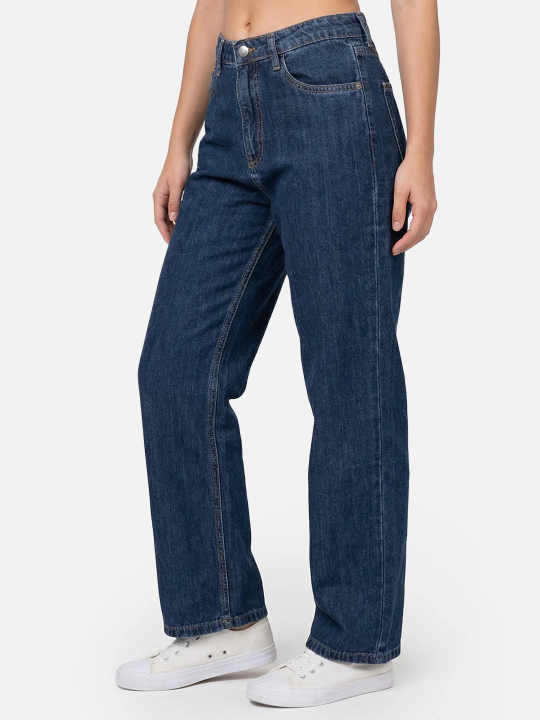 Women Dark Blue High-Rise Wide Leg Jeans - Image 6