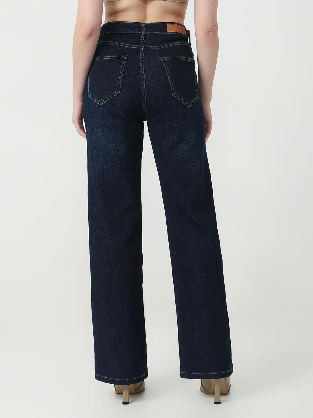 Women Dark Blue High-Rise Wide Leg Jeans - Image 3