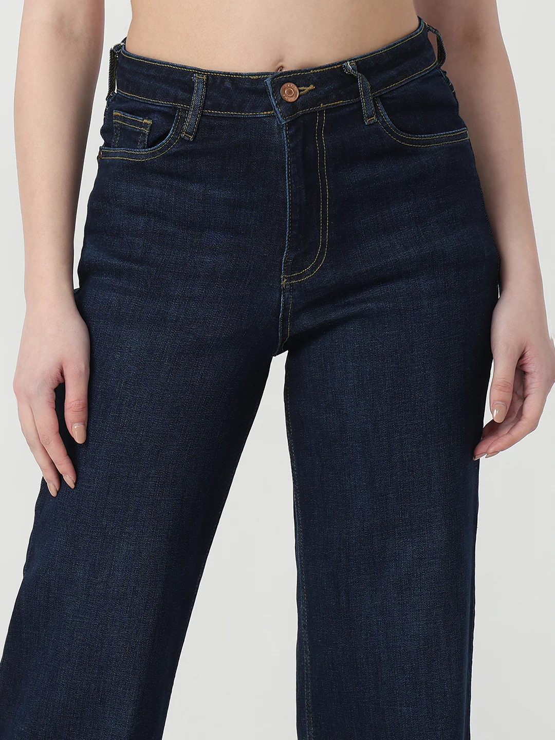 Women Dark Blue High-Rise Wide Leg Jeans - Image 5