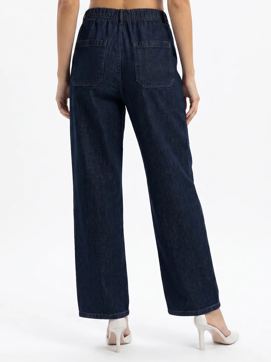 Women Dark Blue High-Rise Wide Leg Jeans - Image 3