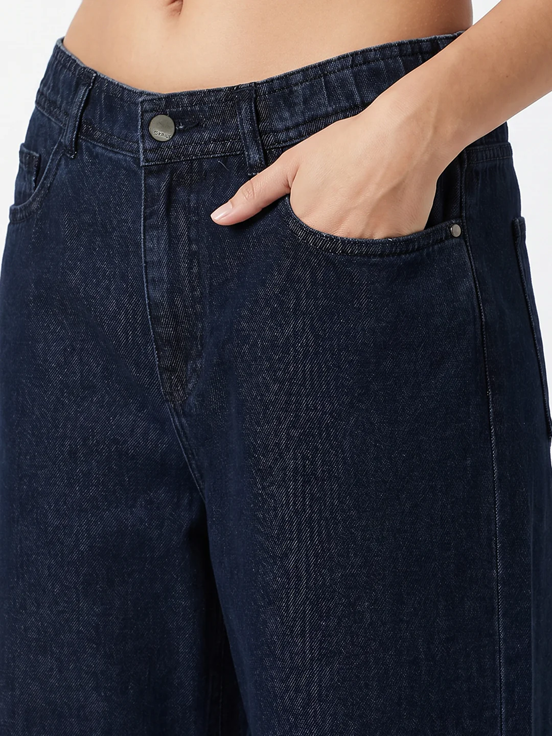 Women Dark Blue High-Rise Wide Leg Jeans - Image 5