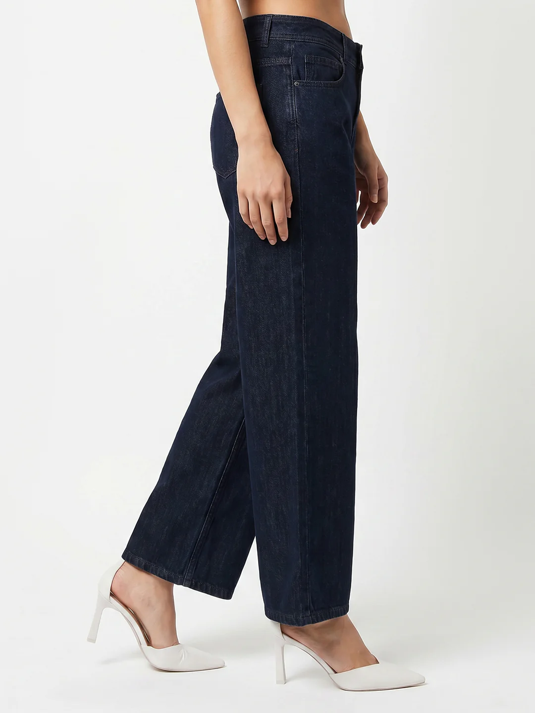 Women Dark Blue High-Rise Wide Leg Jeans - Image 6