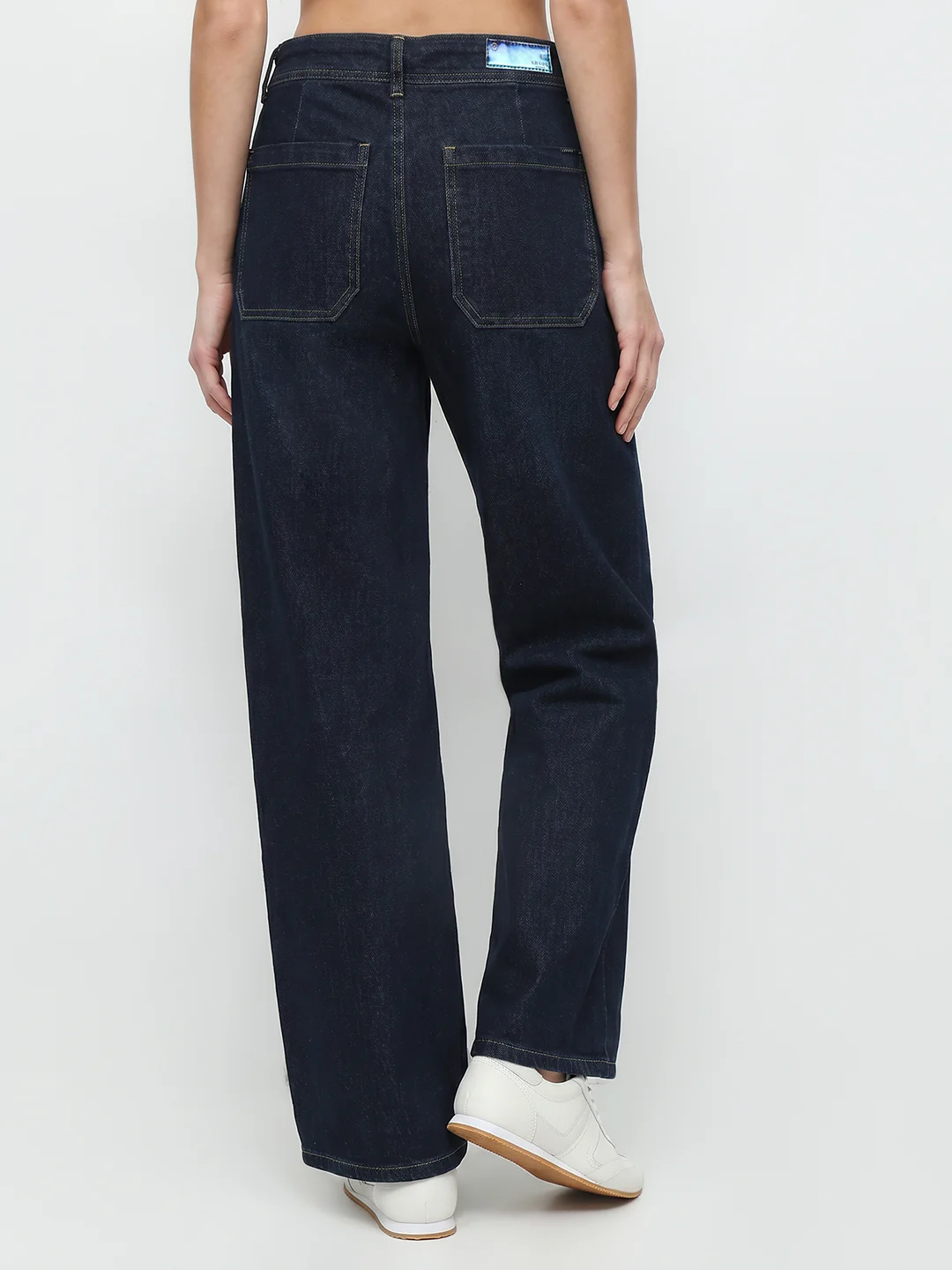 Women Dark Blue High-Rise Wide Leg Jeans - Image 3