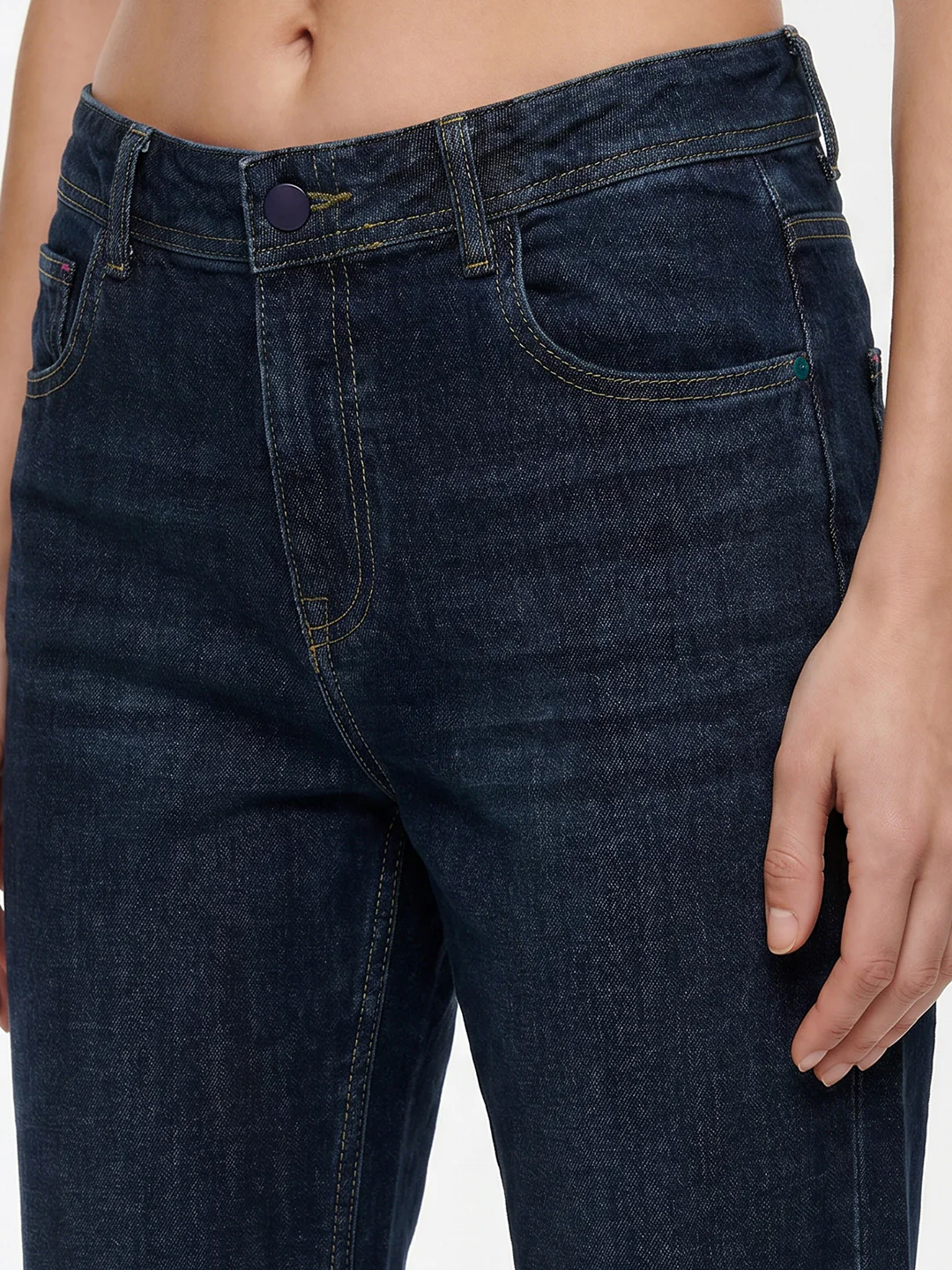 Women Dark Blue High-Rise Wide Leg Jeans - Image 5