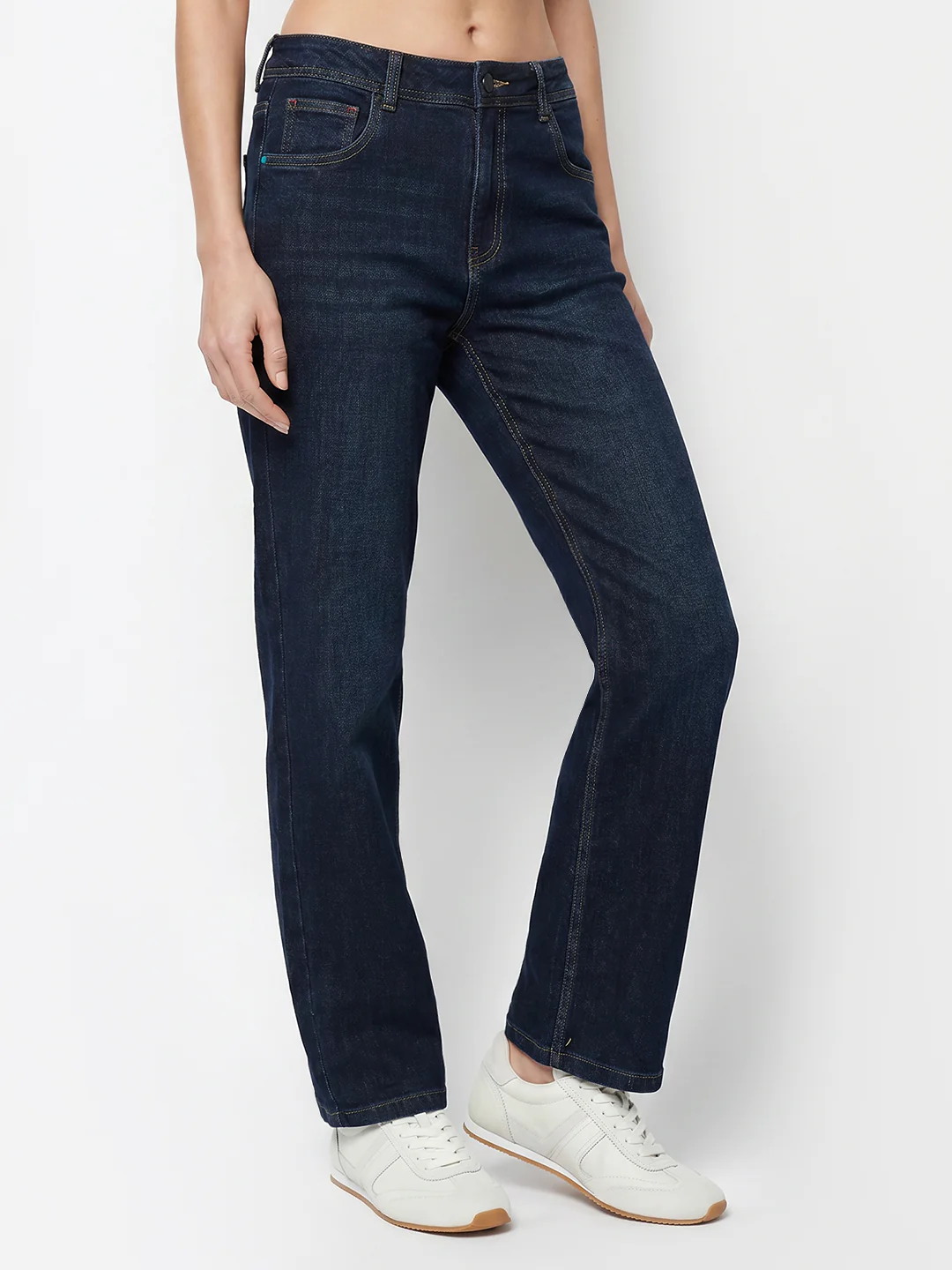 Women Dark Blue High-Rise Wide Leg Jeans - Image 6