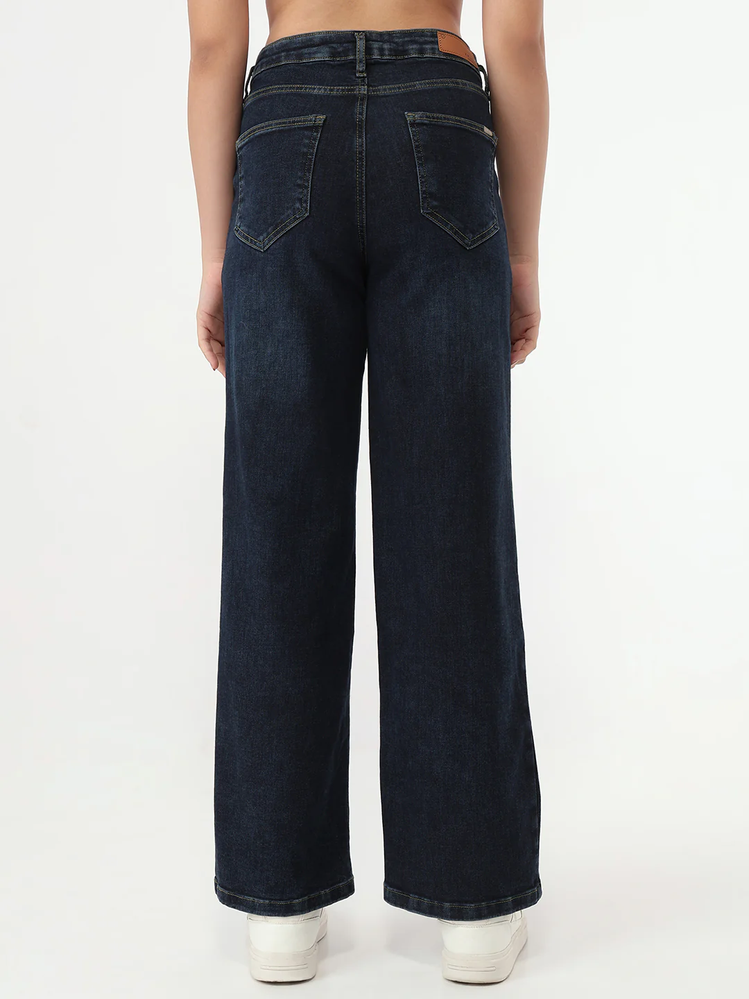 Women Dark Blue High-Rise Wide Leg Jeans - Image 3