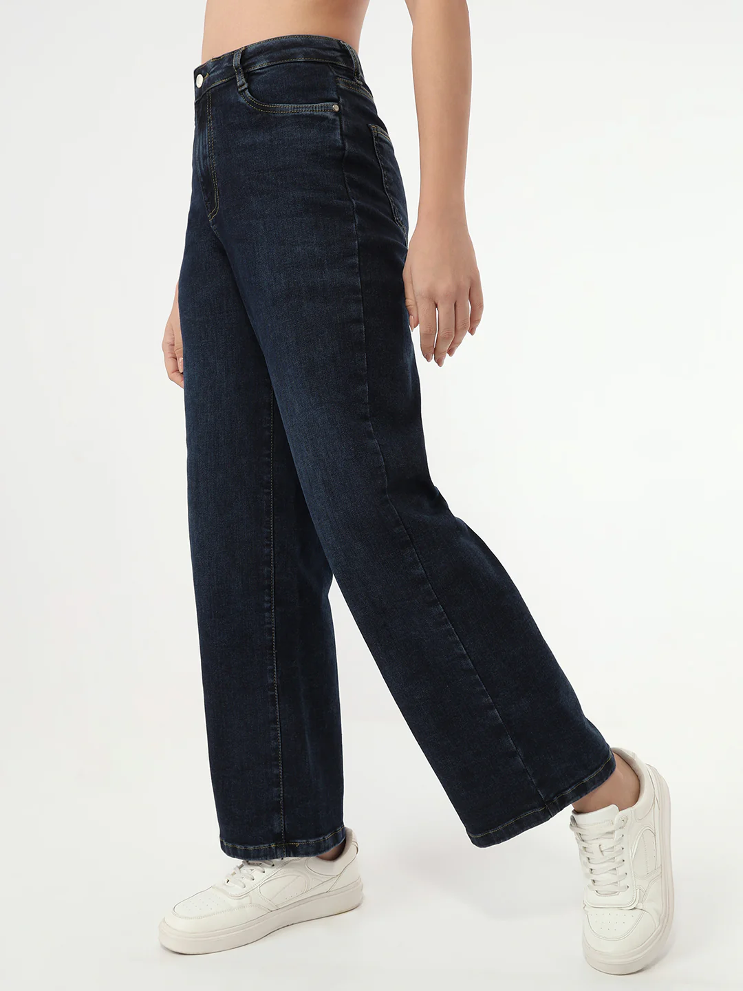 Women Dark Blue High-Rise Wide Leg Jeans - Image 7