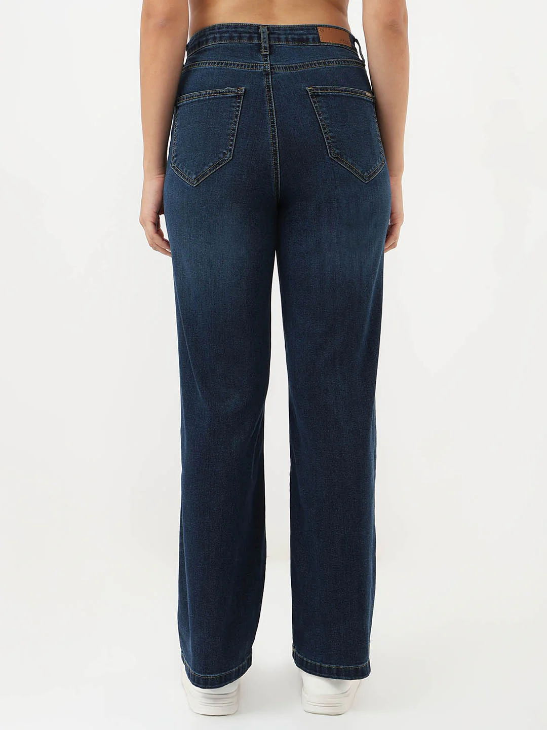 Women Dark Blue High-Rise Wide Leg Jeans - Image 3