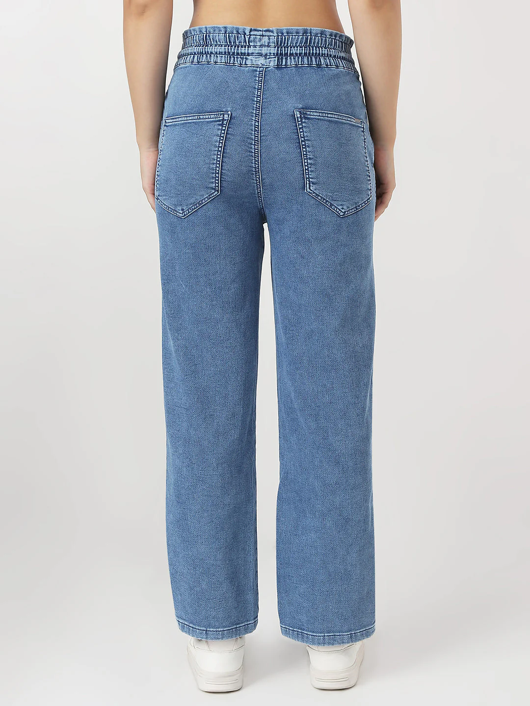 Women Dark Blue Denim Joggers - Image 3