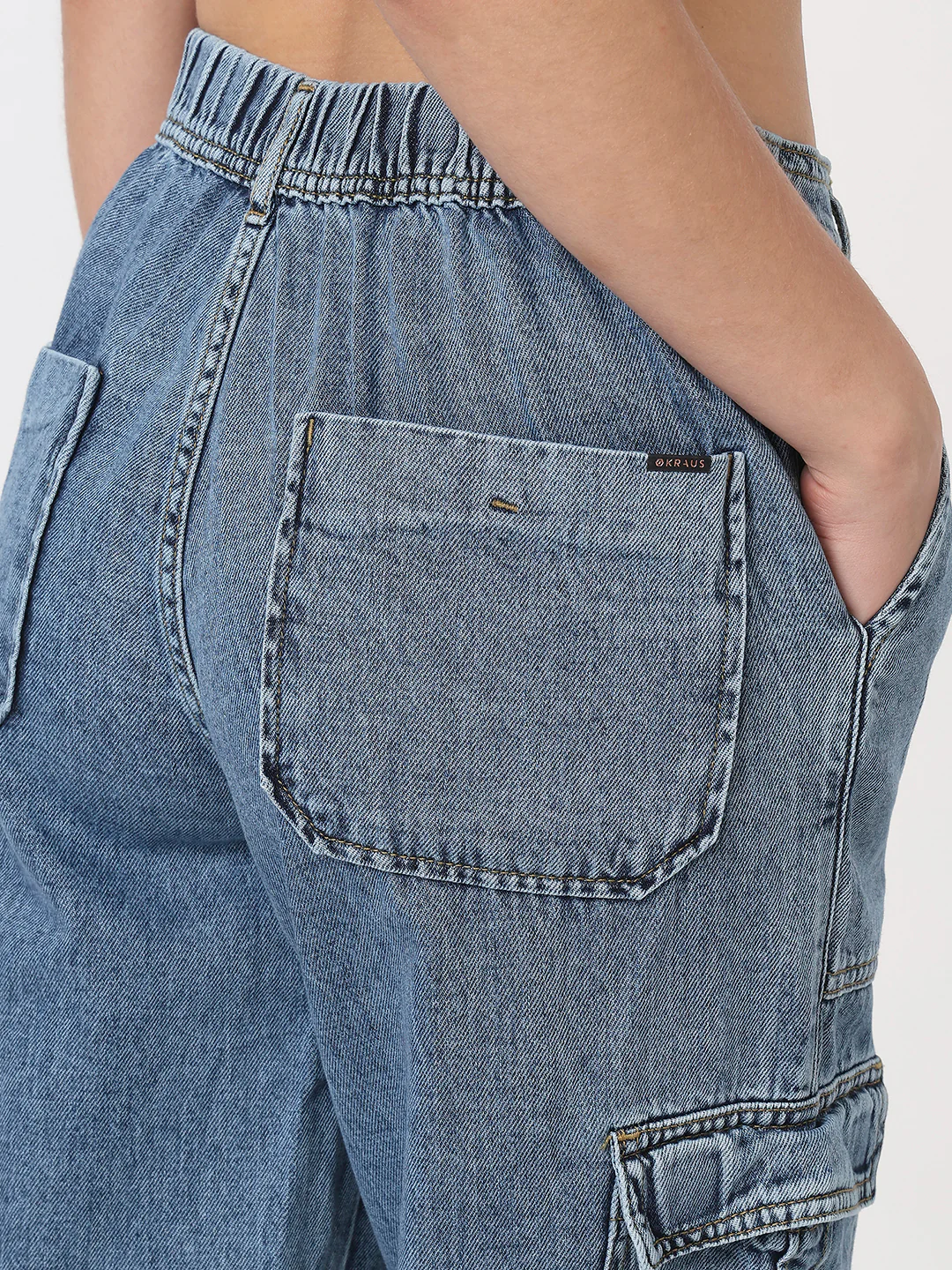 Women Dark Blue Mid-Rise Cargo - Image 7