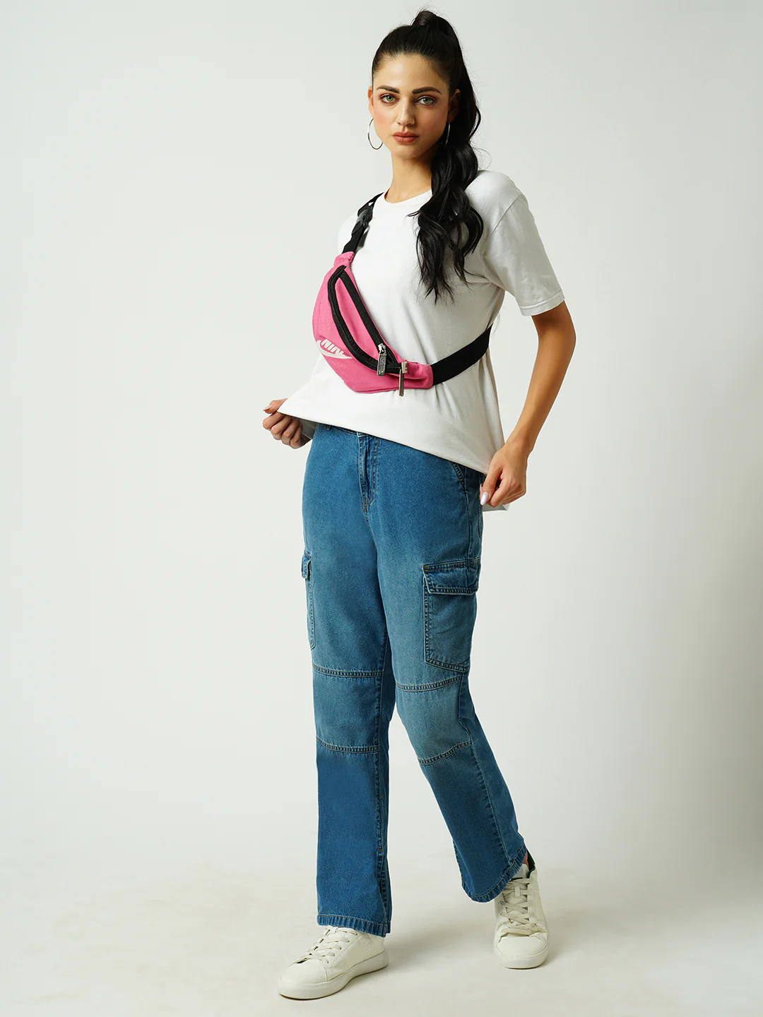 Women Dark Blue Mid-Rise Cargo - Image 2