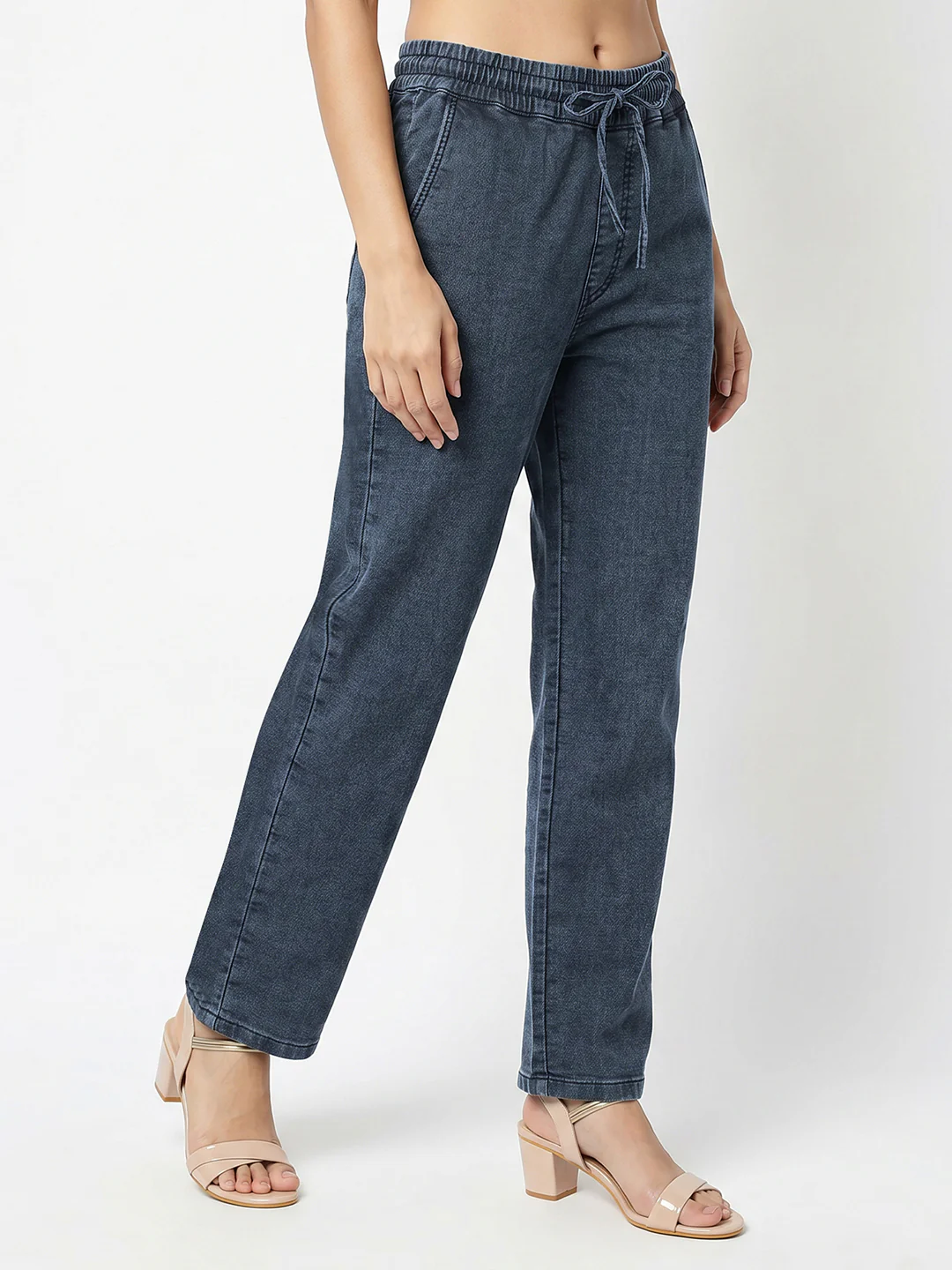 Women Dark Blue Mid-Rise Jogger - Image 6