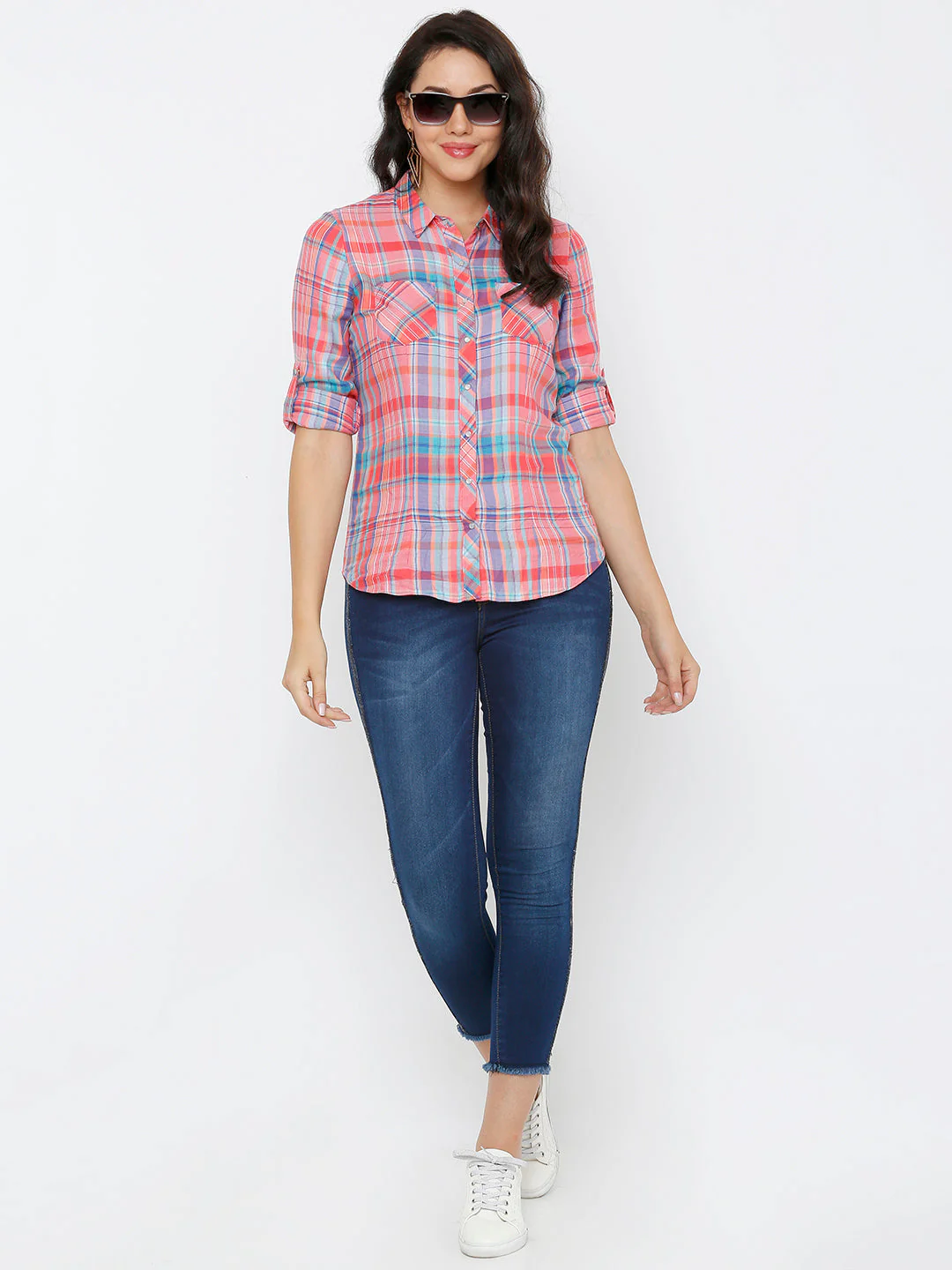 Women Dark Blue Mid-Rise Skinny Crop Jeans