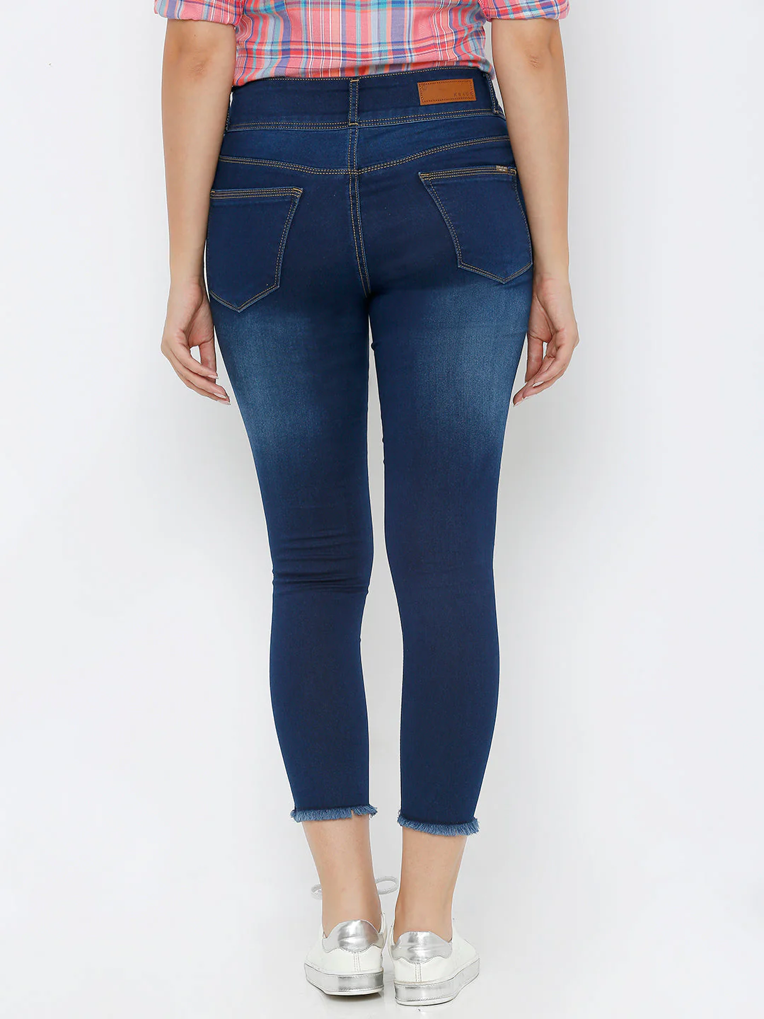 Women Dark Blue Mid-Rise Skinny Crop Jeans - Image 3