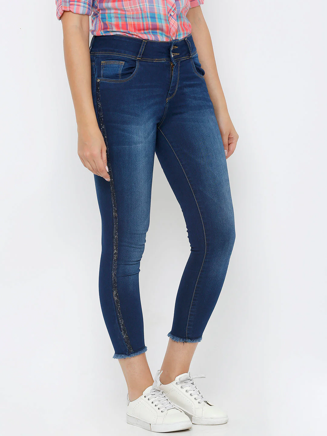 Women Dark Blue Mid-Rise Skinny Crop Jeans - Image 5