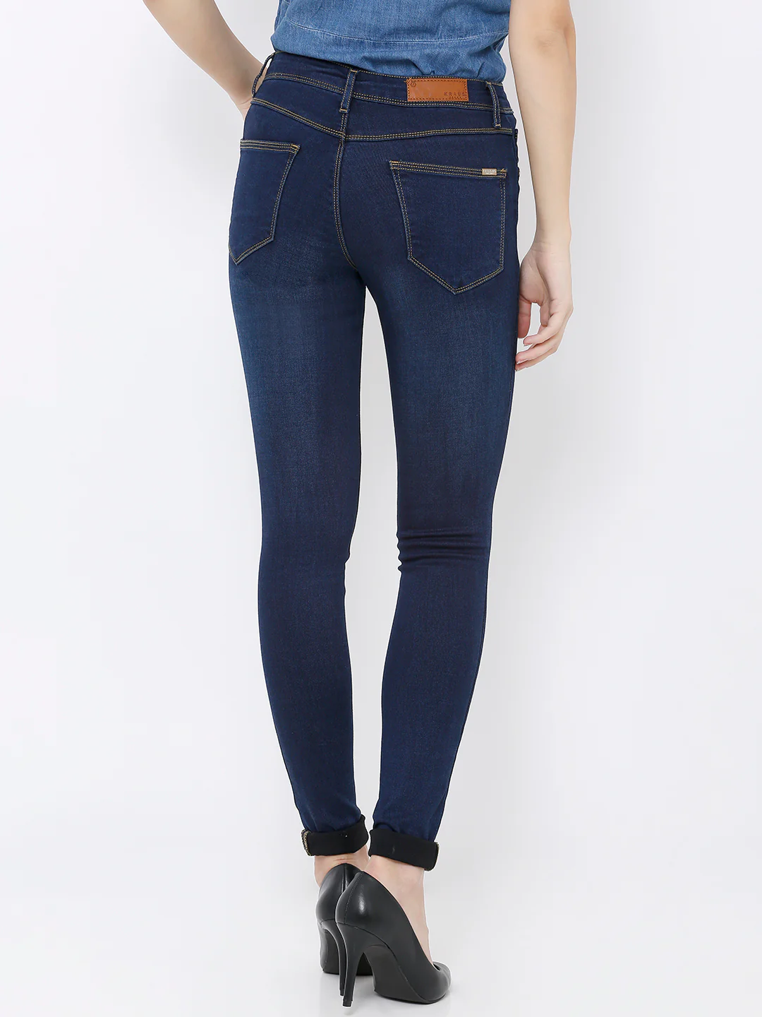 Women Dark Blue Mid-Rise Skinny Jeans - Image 3