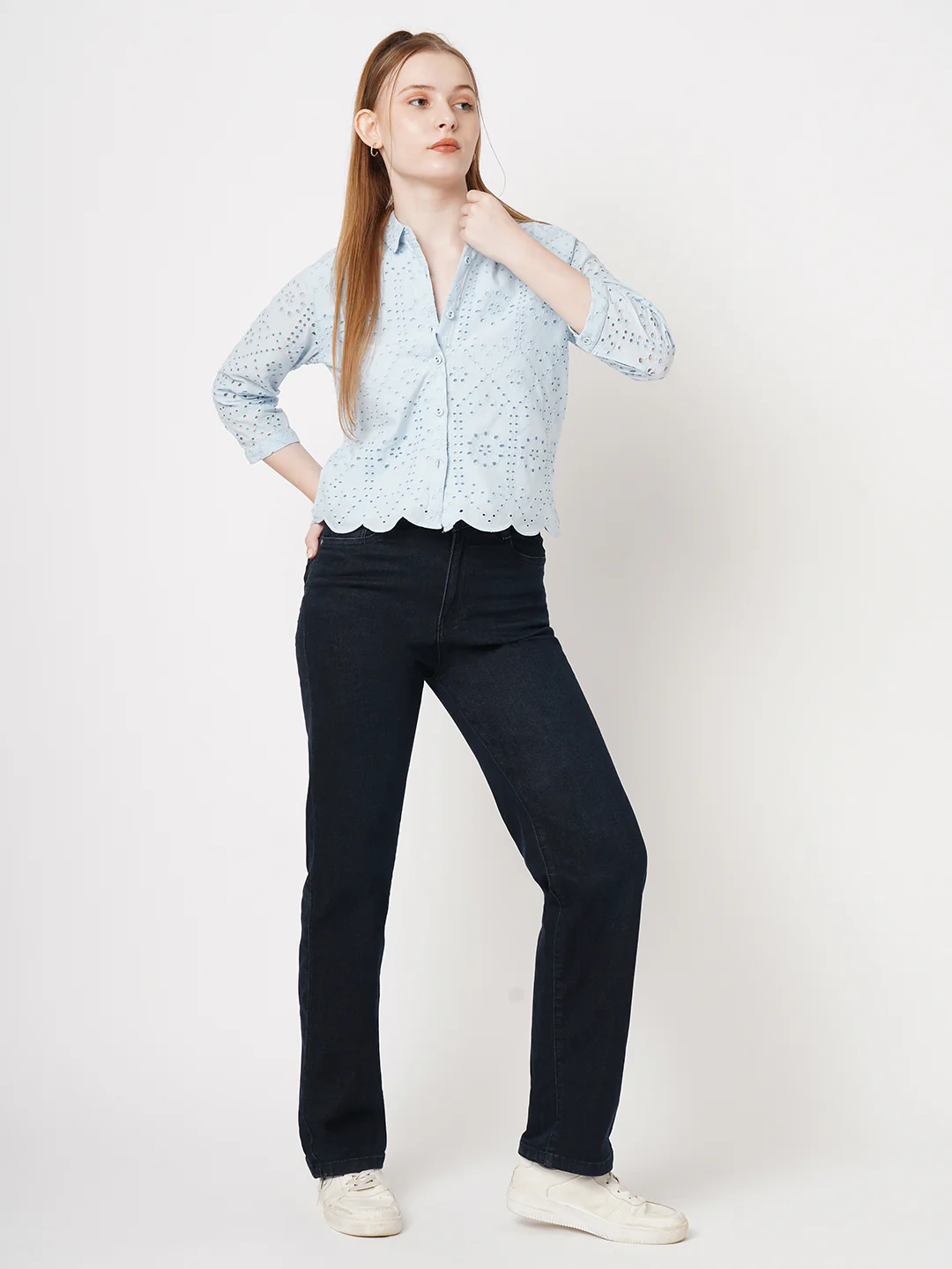 Women Dark Blue Relax Straight Fit Jeans - Image 4