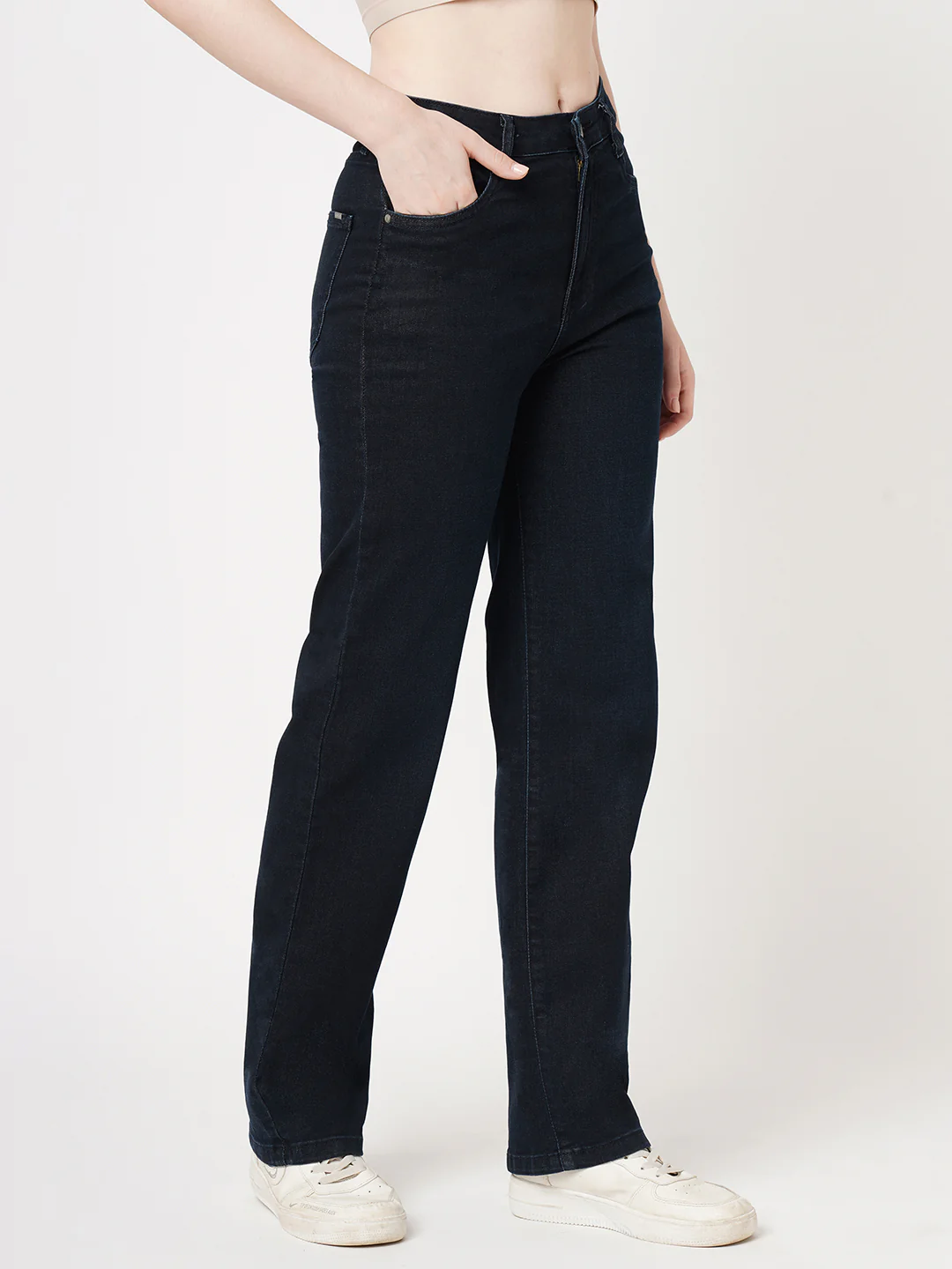 Women Dark Blue Relax Straight Fit Jeans - Image 6