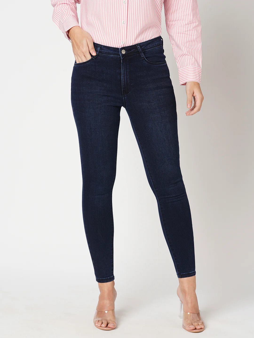 Women Dark Blue Sky High-Rise Skinny Fit Jeans - Image 2